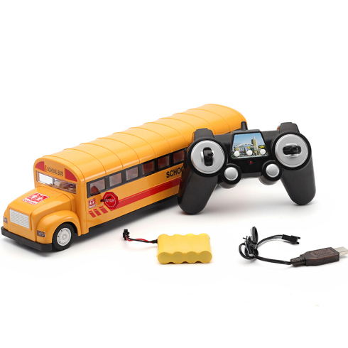 双鹰 遥控巴士玩具车 电动遥控公交车 汽车模型 校园巴士 可开门