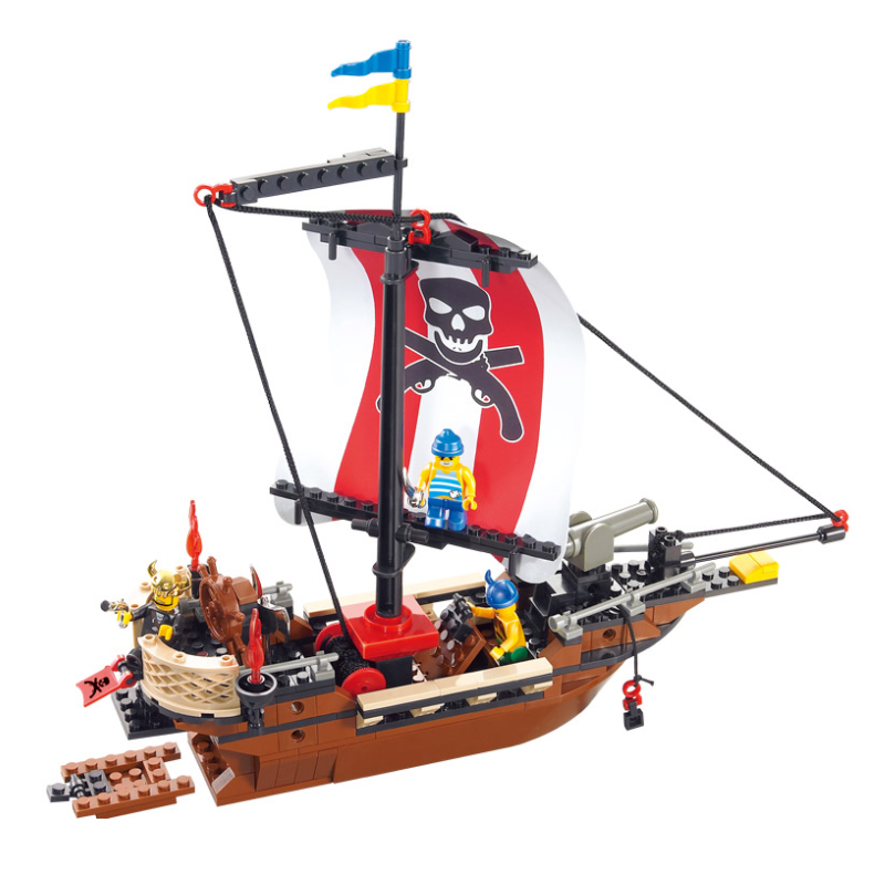 小鲁班 拼插积木 拼装积木 男孩玩具 加勒比海盗船积木 儿童益智玩具 勇士号