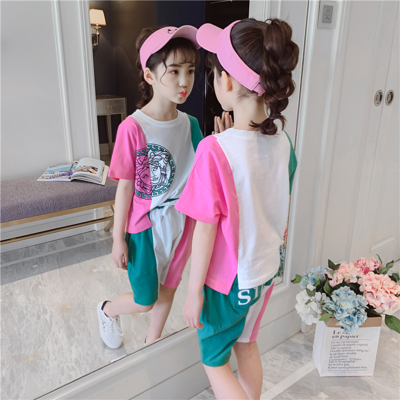 女童夏装套装 2019新款童装 中大童韩版时尚时髦儿童夏季两件套洋气
