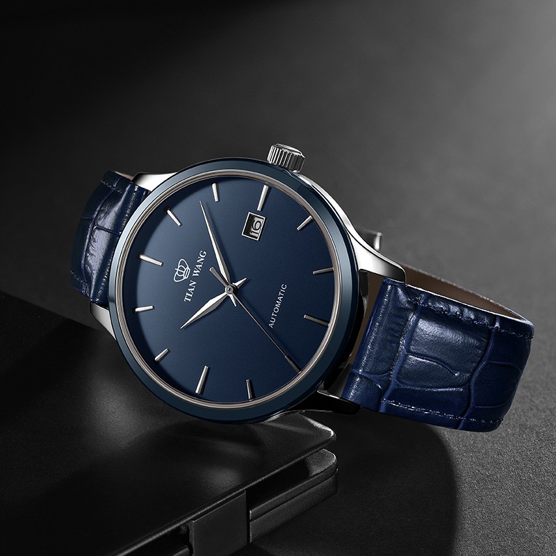 天王表（TIAN WANG）手表 男表 自动机械表商务时尚皮带男手表