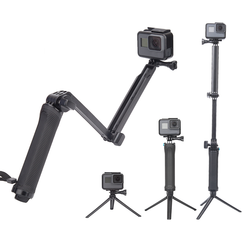 TELESIN GoPro8三向自拍杆hero7 6 5三折摄像机手柄旋转臂三脚架