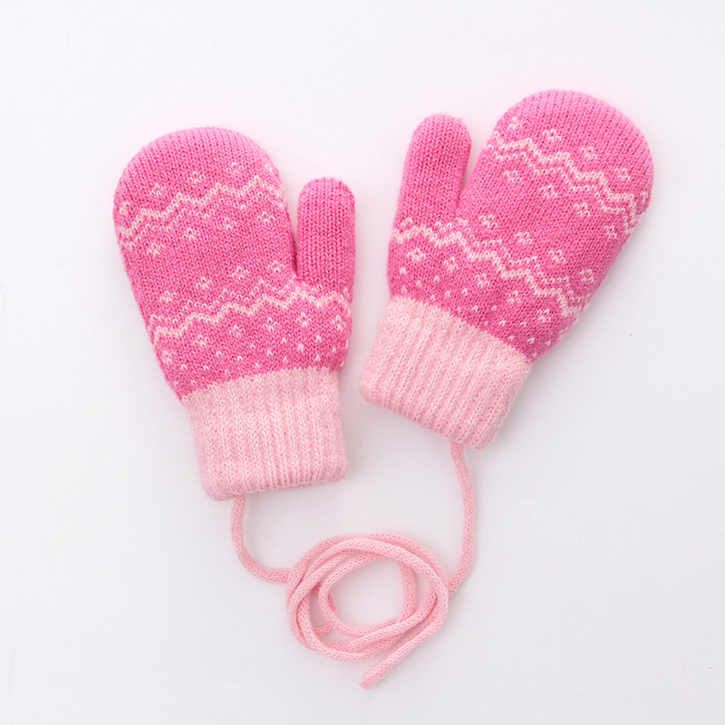 【优品汇】儿童手套女冬包套3-5岁小孩双层加厚保暖幼儿园包指连指手套 K17