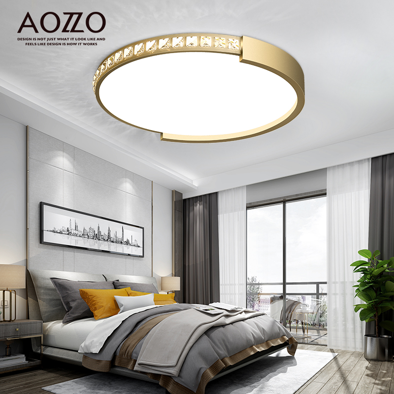 奥朵led卧室吸顶灯简约现代客厅灯创意个性后现代几何圆形水晶灯