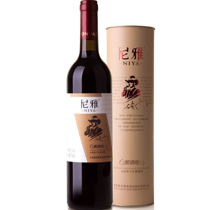 尼雅（NIYA）红酒 酿酒师系列 赤霞珠干红葡萄酒12.5° 750ml 圆筒礼盒装