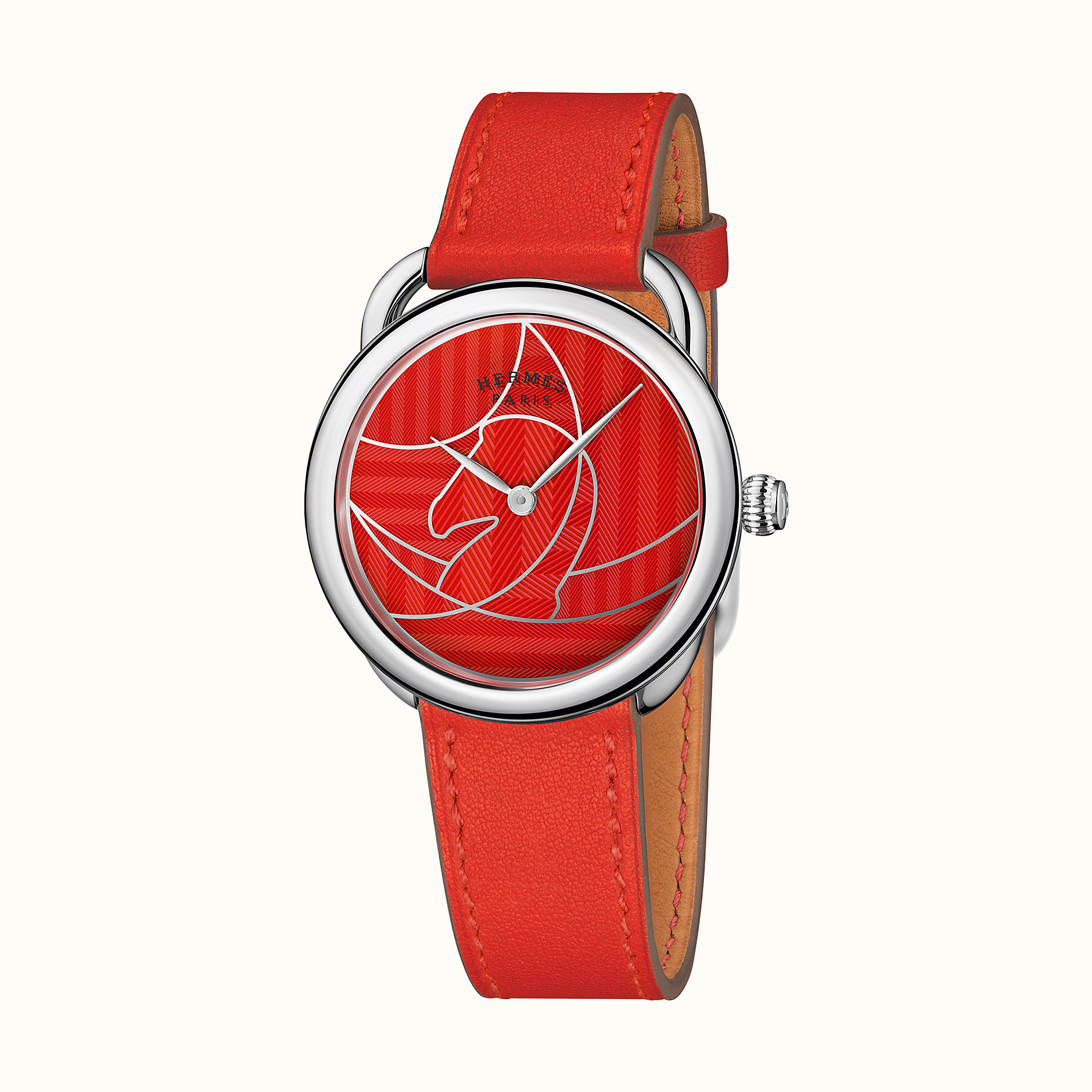 爱马仕/Hermès Arceau Casaque“Cavales”人字纹图案腕表