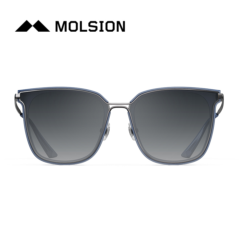 陌森(Molsion)太阳镜女2019年新品镜框透深蓝灰色+中枪色镜片