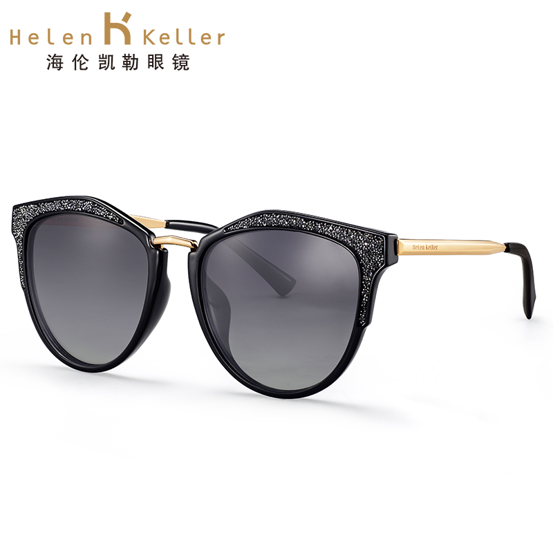 海伦凯勒明星款太阳镜高清偏光墨镜时尚圆脸大框 H8619
