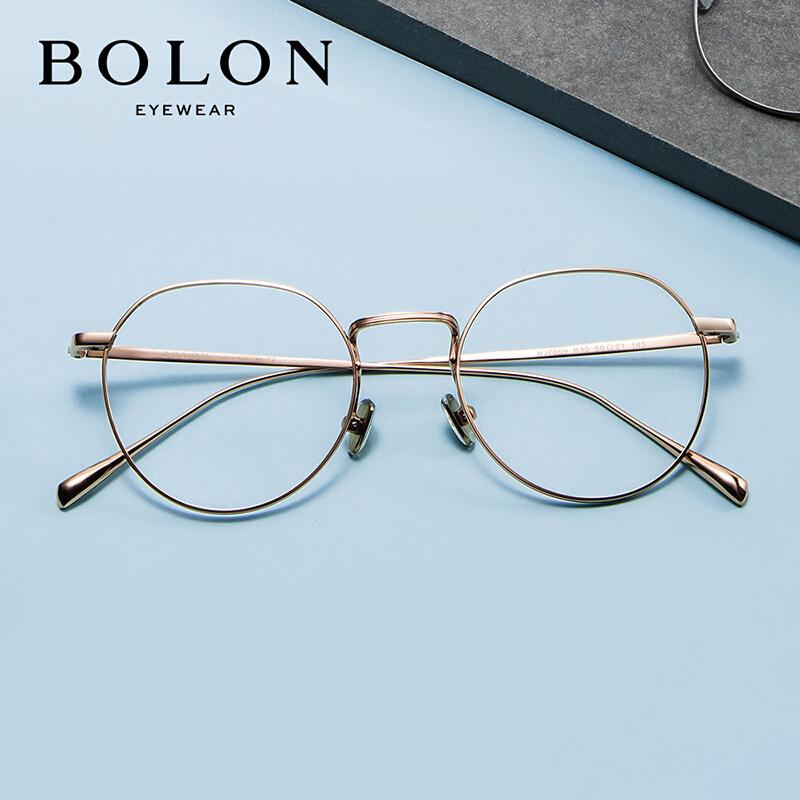暴龙BOLON 近视眼镜框 复古金属光学眼镜架 BJ7009 B30 玫瑰金镜框