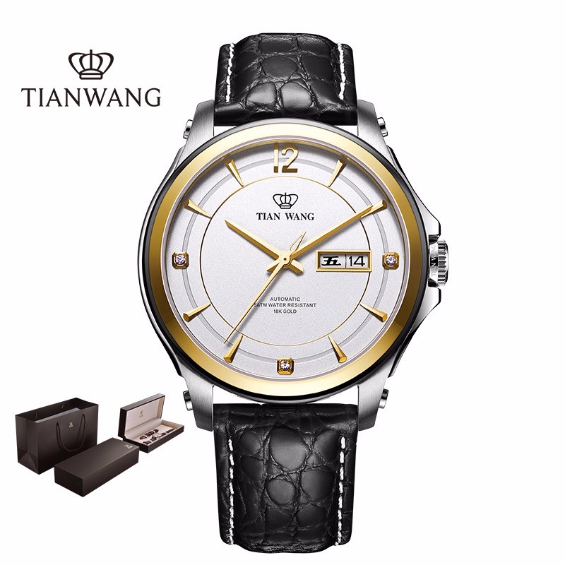 天王表（TIAN WANG）手表 2019新品男表18K金圈口品牌商务机械男士手表
