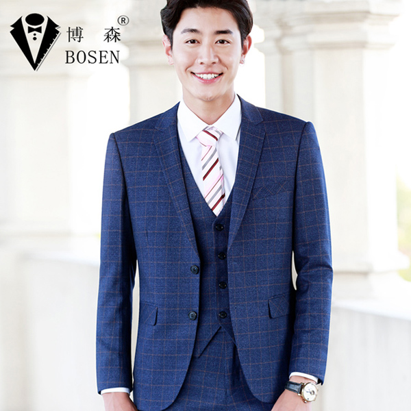 博森男士商务时尚韩版修身职业装西服新郎装三件套BS960