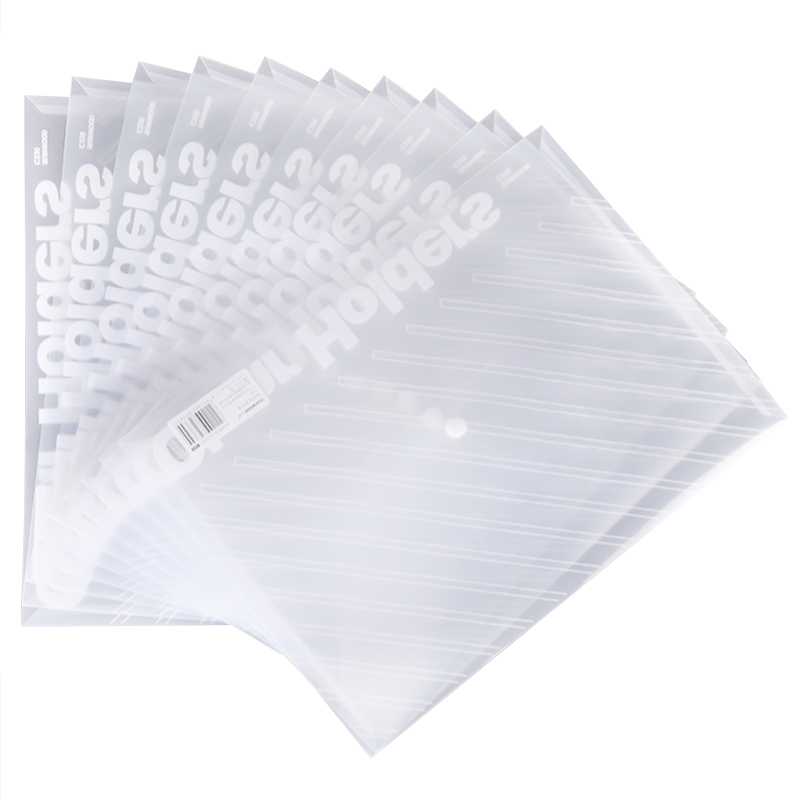三木(SUNWOOD) A4按扣式文件袋/公文袋/资料袋 10个装 白色透明 C330
