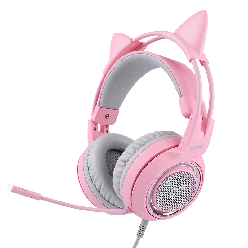 硕美科（SOMIC）G951pink少女粉 游戏耳机头戴式 7.1环绕声震动电脑耳机 吃鸡耳机