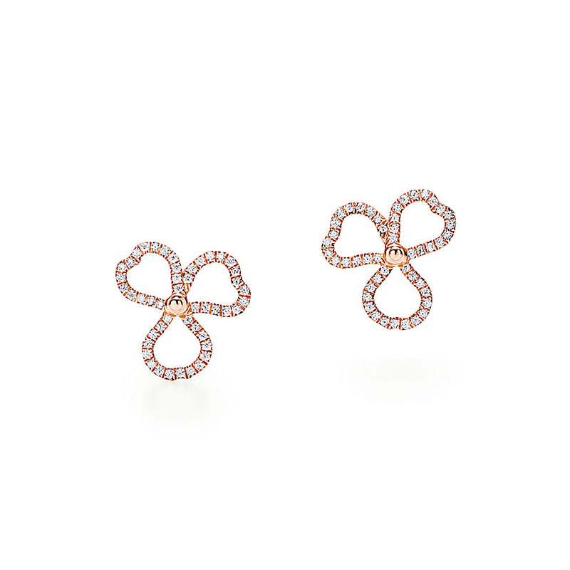 Tiffany&Co./蒂芙尼 镶钻镂空花朵耳环