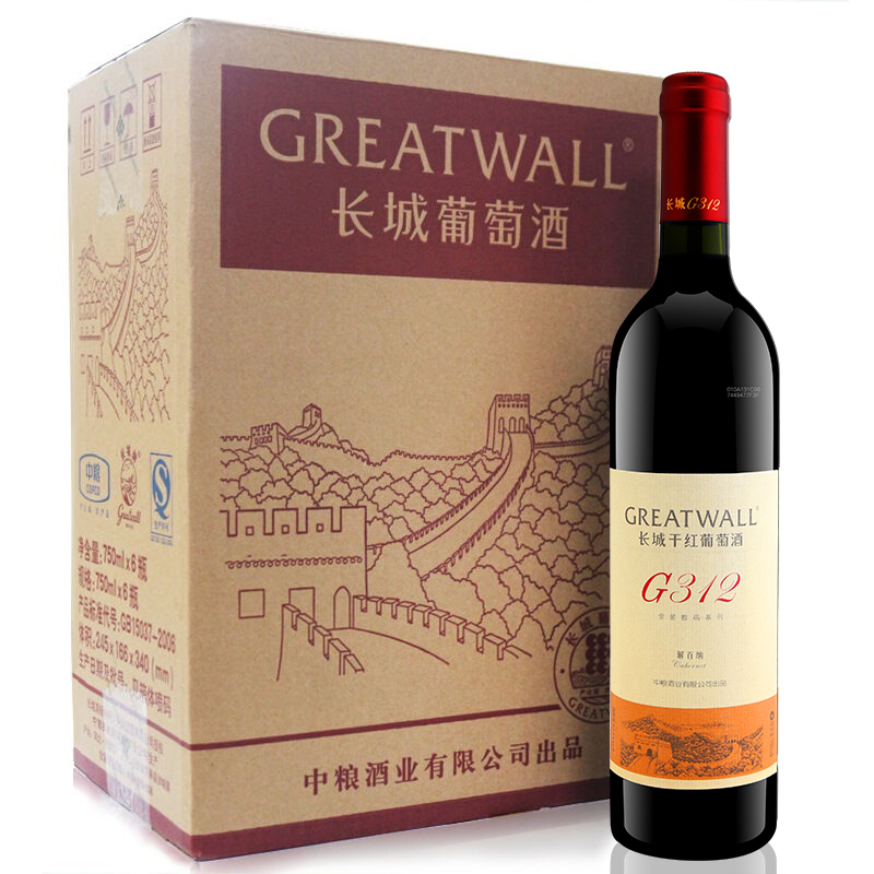 长城 GreatWall 金装G312解百纳 干红葡萄酒 750ml*6瓶 12.5%vol