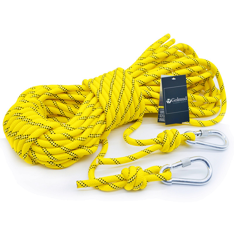 哥尓姆安全绳户外逃生绳救生绳徒步装备捆绑绳子登山绳攀岩绳攀登绳安全带绳索 金黄色10米
