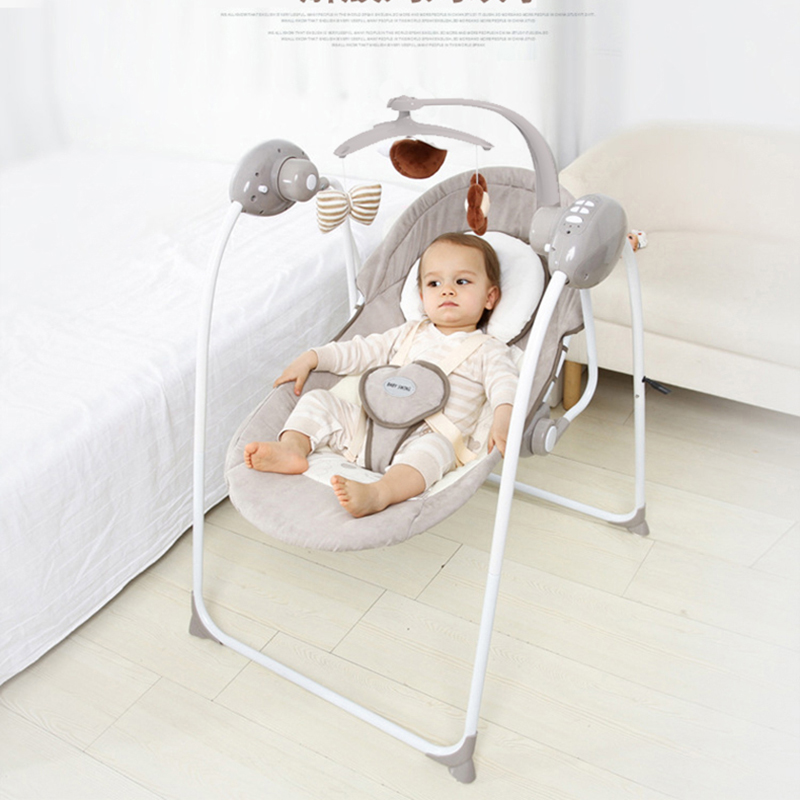 电动秋千婴儿躺椅多功能安抚摇椅定时带音乐睡篮宝宝摇椅自动摇床 智能遥控