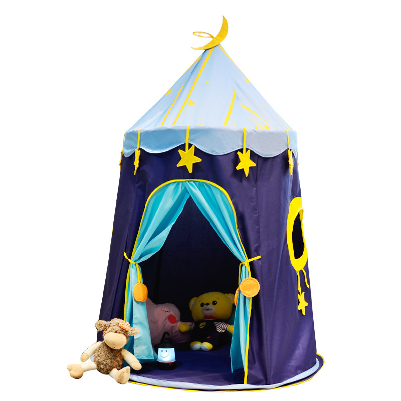 儿童帐篷游戏屋室内男孩女孩玩具屋宝宝小帐篷家用 蒙古包城堡 蓝色