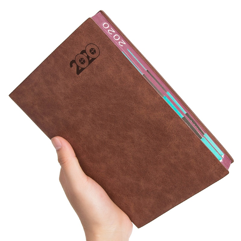朗捷 2020年日程本365天计划本一天一页日历记事本a5效率手册加厚年历本笔记本子文具日记本 棕色