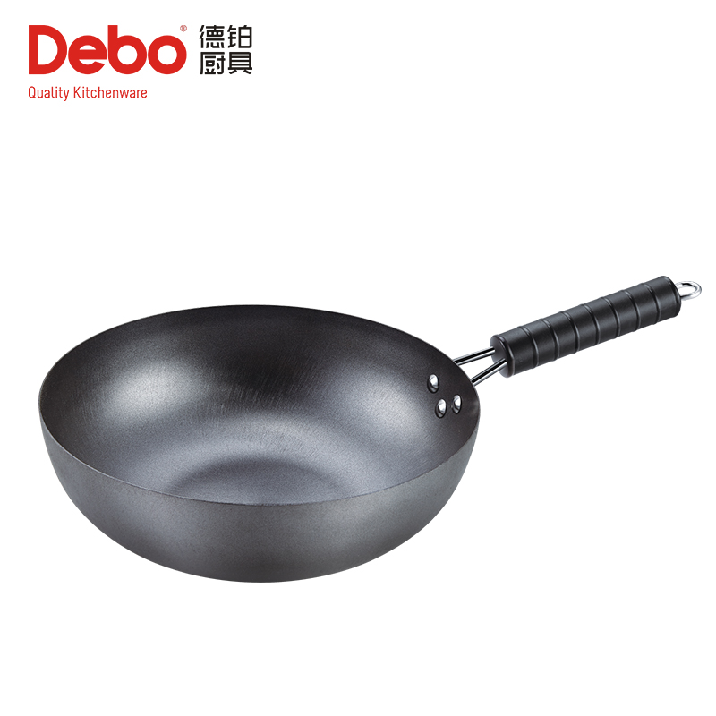 德铂（Debo）德国德拉尔炒锅 30cm碳钢精铸加厚生铁锅不粘锅DEP-279