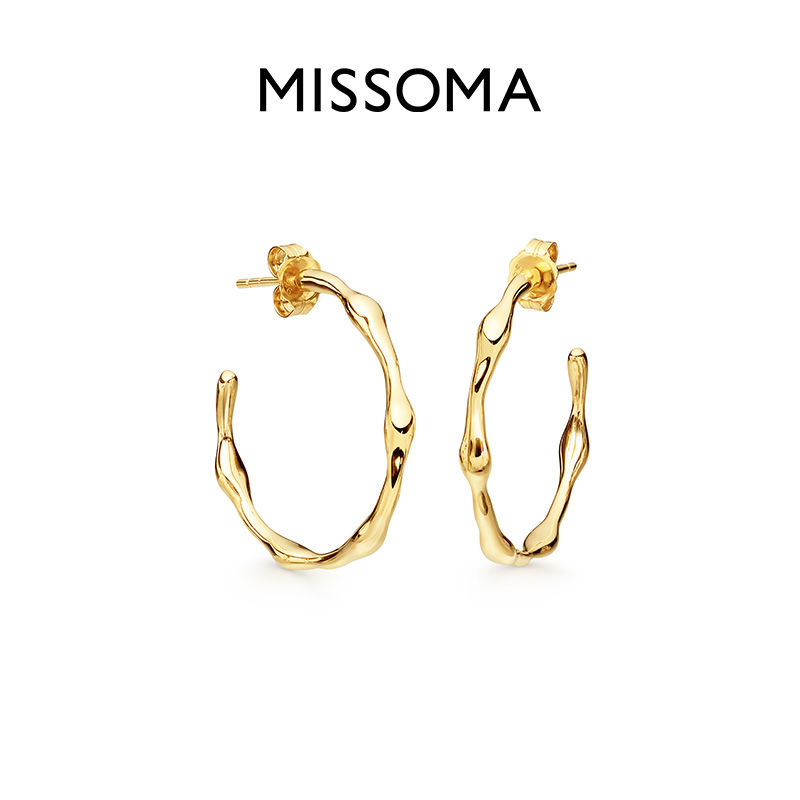 Missoma金色中号熔岩耳环 时尚简约半圆形镀金开口耳环