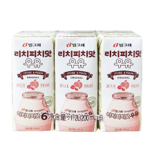 韩国进口 宾格瑞 （BINGGRAE） 荔枝蜜桃味牛奶饮料200ml*6盒