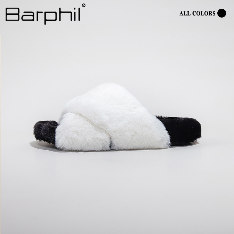 Barphil厚底拖鞋女 冬季加绒加厚保暖防滑毛毛棉拖鞋